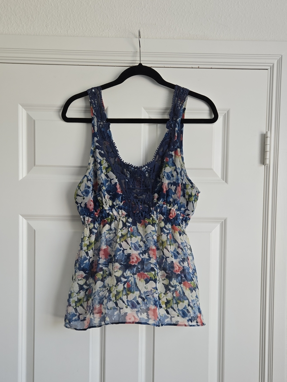 Abercrombie & Fitch Navy Floral Lace-Trim Camisole